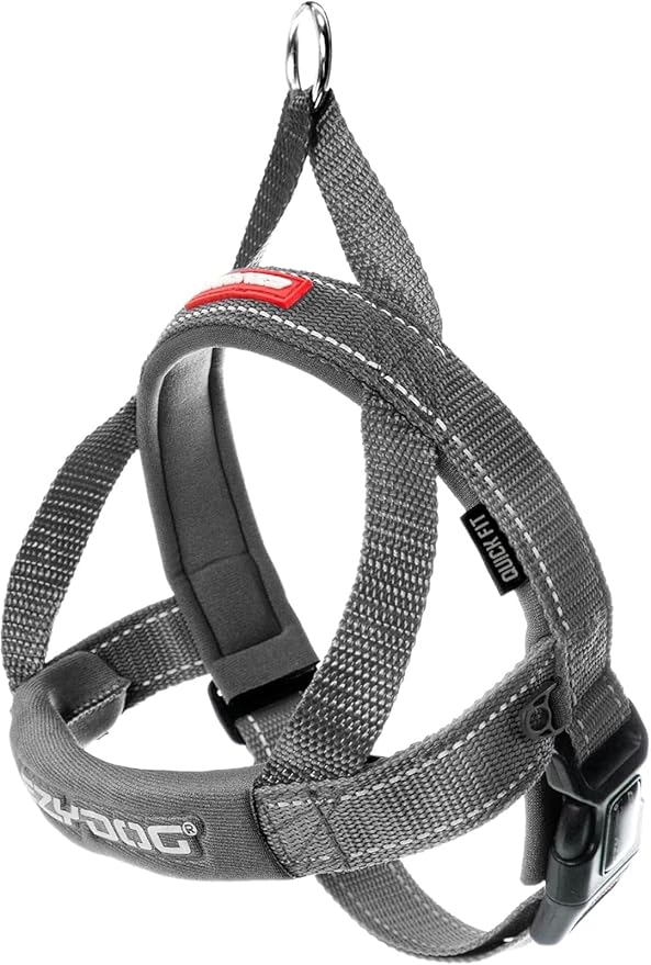 EzyDog Quick Fit Dog Harness ??No Pull Harness for Training, Everyday Walking, and Easy Control - Adjustable Fit, Reflective, and Padded (Small, Gray)