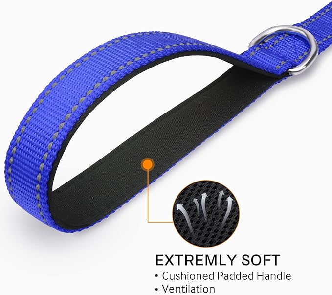 Joytale Dog Leash Heavy Duty for Small Medium Dogs, 4 FT Reflective Nylon Pet Walking Lead with Soft Padded Handle, Durable & Tangle Free for Training, Running & Safety Control, Navy Blue