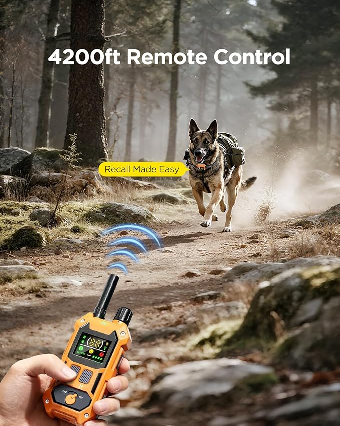 BLACKDOG Dog Training Collar, 4200ft Armor-Proof Dog Shock Collar with Remote, IP67 Waterproof Dog E Collar with 4 Training Modes & Night Vision Dual-Light for All Breeds 5-150lbs (Orange)