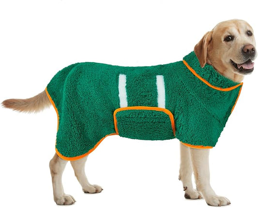 Bienbee Dog Bathrobe, Quick Drying Super Absorbent Dog Robes for After Bath, Warm Keeping Dogs Towel, Dogs Bath Supplies, Dark Green XL