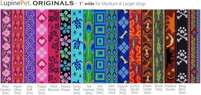 LupinePet Originals 1" Tail Feathers 2-Foot Traffic Lead/Leash for Medium and Larger Dogs