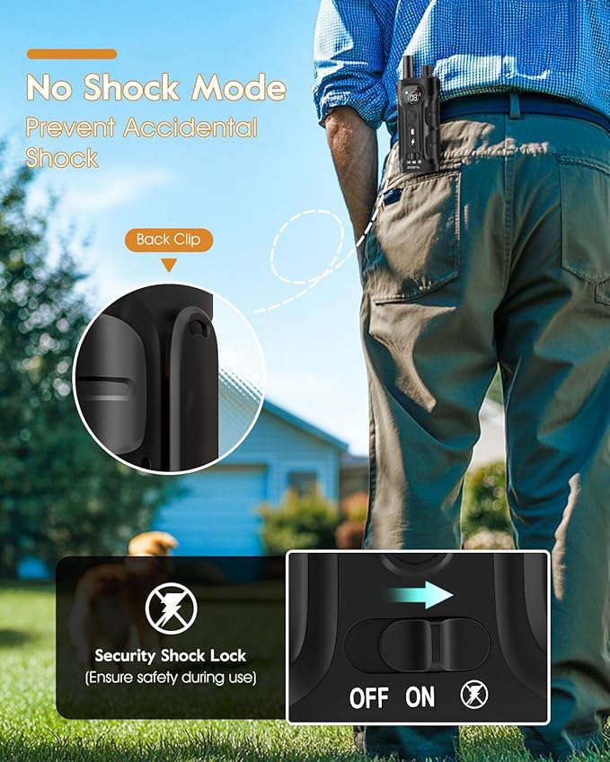 SLOPEHILL Dog Shock Collar,4200FT Dog Training Collar with Remote,IPX8 Waterproof E-Collar with Beep,Vibration,Shock,Flash Light,No Shock Mode,Electric Shock Collar for Small Medium Large Dogs,Black