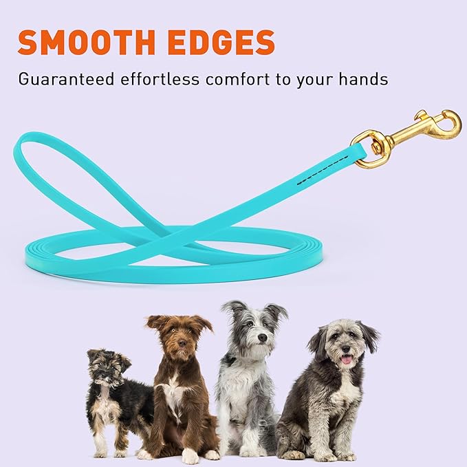 Viper Biothane K9 Working Dog Leash Waterproof Lead for Tracking Training Schutzhund Odor-Proof Long Line with Solid Brass Snap for Puppy Medium and Large Dogs, 33ft Sky Blue