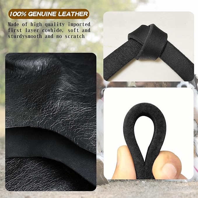 Leather Dog Leash 6ft x 1/2 inch,Strong Heavy Duty Genuine Leather Braided Dog Training Leash, Soft and Comfortable Leather Leash for Large Dogs, Medium Small Dogs (Black, 6FT*1/2in)