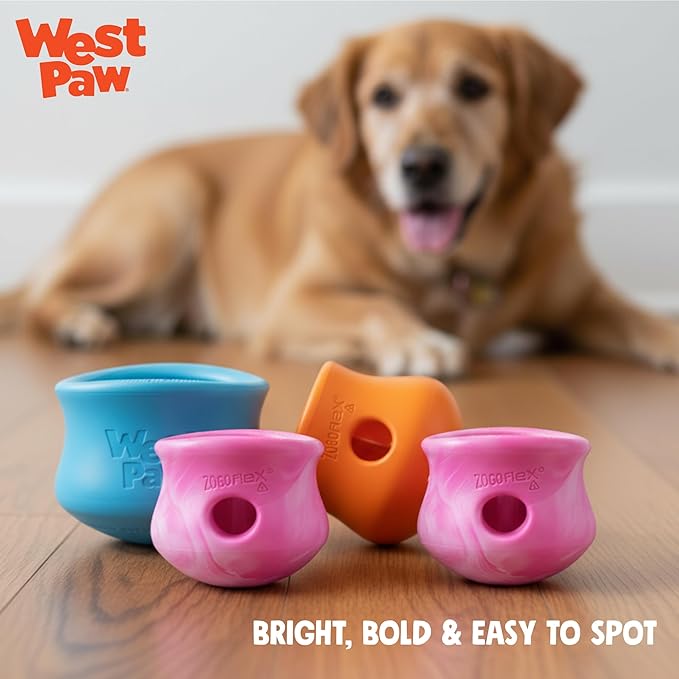 WEST PAW Zogoflex Toppl Interactive Treat Dispensing Puzzle Dog Toy for Mental Stimulation & Enrichment-Holds Kibble & Treats-Lickable, Freezable & Dishwasher Safe-Made in USA-XL-Candy Swirl