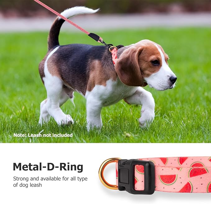 Handmade Dog Collar for Small Medium Large Dogs,Pink Watermelon with Pendant Fall and Winter Fashions Dog Collar (Large)