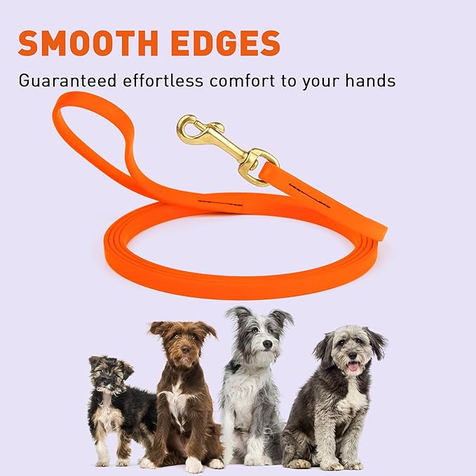Viper Biothane K9 Working Dog Leash Waterproof Lead for Tracking Training Schutzhund Odor-Proof Long Line with Solid Brass Snap for Puppy Medium and Large Dogs, 20ft Hunter Orange