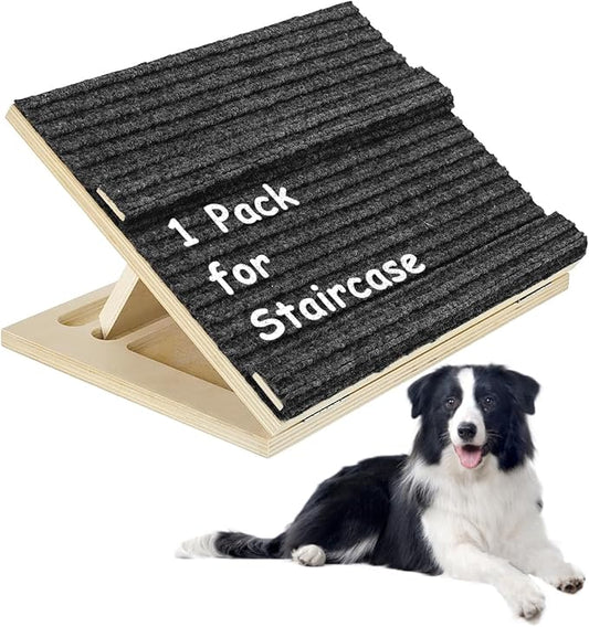 Foldable Wooden Dog Ramp for Stairs, Upgraded Non-Slip Dog ramps, 1 Pack for Dogs and Cats， Step and Stair for Injured and Elderly Pets（No Installation Required）