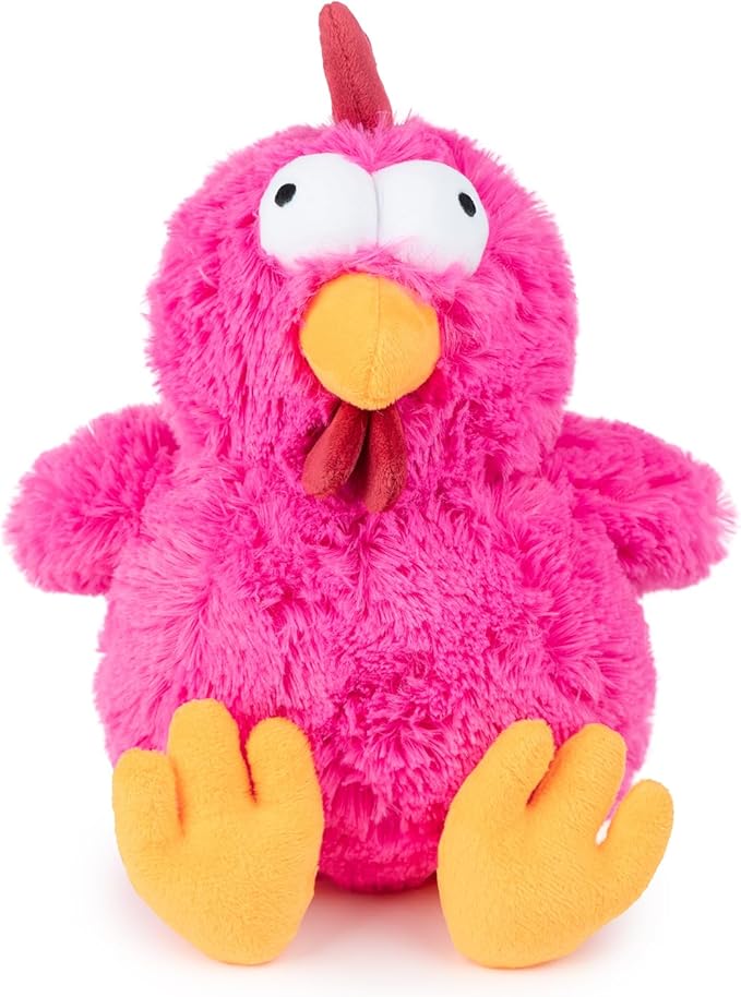Best Pet Supplies Interactive Squeaky Dog Chew Toy, Ideal Dog Toys for Chewers, Small, Medium & Large Dogs, and Fetch Lovers - Cluck (Fuchsia), Large
