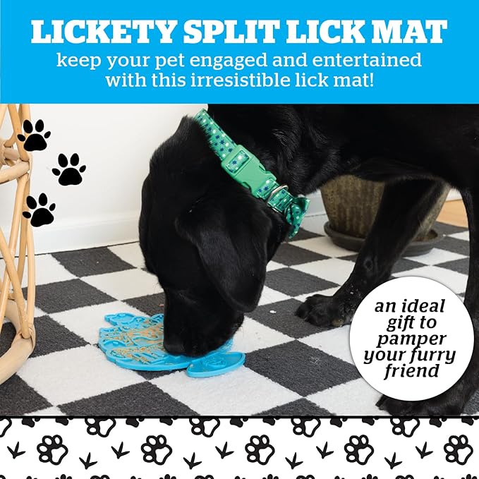 BigMouth Inc Lickety Split Silicone Lick Mat, Non Slip Enrichment Feeding Pad for Dogs and Cats, Anxiety Relief During Grooming Bathing Training, Slow Feeding Treat Distraction