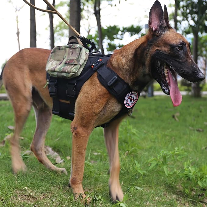 ICEFANG GN3 Tactical Dog Harness with 6X Buckle,Dog Molle Vest with Handle,3/4 Body Coverage,Hook and Loop Panel for ID Patch,No Pulling Front Clip (L (28"-35" Girth), Black)