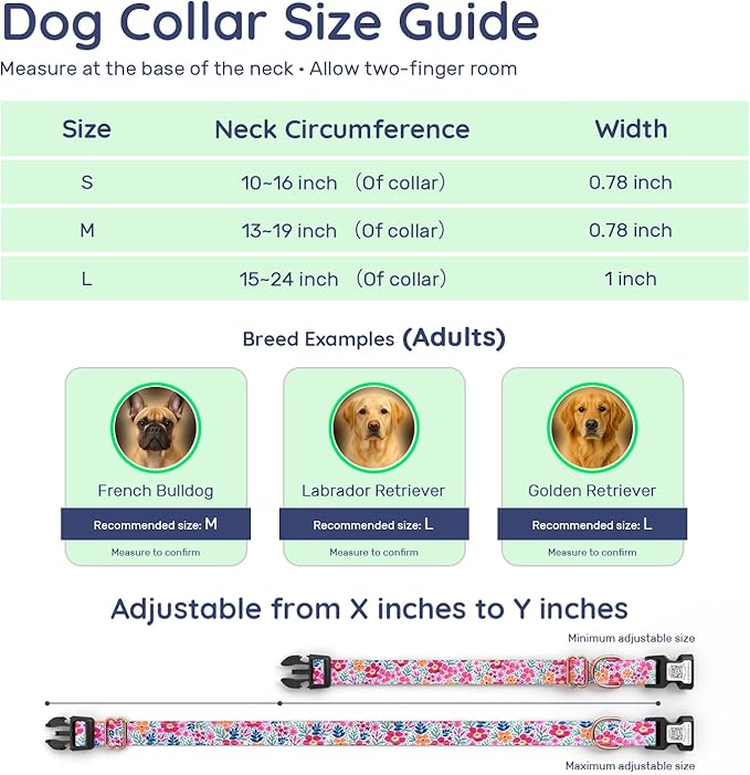 WhoseID Airtag Dog Collar,with Waterproof airtag Holder竊똎riginal Stylish Cute Pattern Design.QR Code ID Buckle竊똂omfortable Soft Cotton for Small Medium Large Dogs
