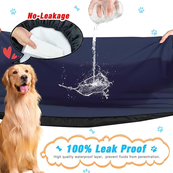 Dog Bed Covers Replacement Washable 100% Waterproof Dog Bed Sheets, Soft & Noiseless Pet Bed Cover, 2 Pack, 30" x 20" Blue