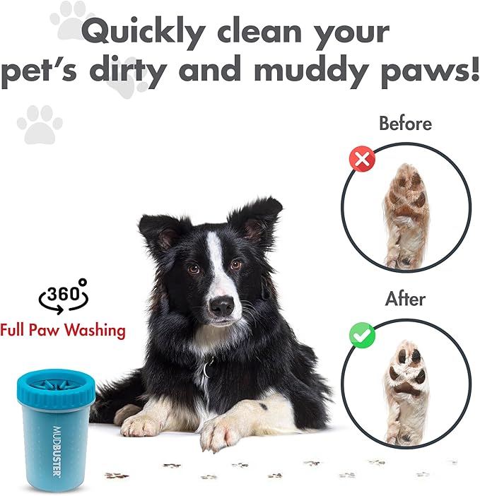 Dexas MudBuster Portable Dog Paw Cleaner, Medium, Blue - Premium Quality Pet Supplies and Accessories
