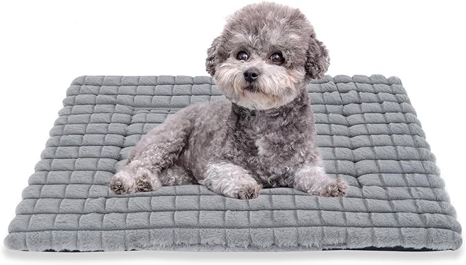 BVAGSS Dog Bed Washable Crate Mattress,Anti-Slip Memory Foam Soft Warm Pet Cushion for Small Medium Dogs, Calming Fluffy Sleeping Kennel Pad XH082 (39''x31'',Grey)