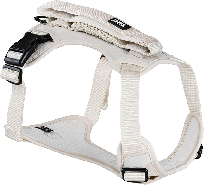 TUG Grab Dog Harness | Integrated Traffic Leash Magnetically Attached for Quick Control (Small/Cream)