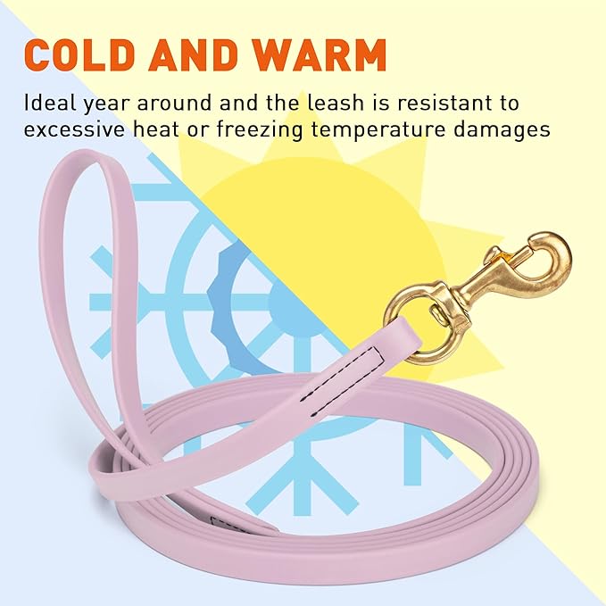 Viper Biothane K9 Working Dog Leash Waterproof Lead for Tracking Training Schutzhund Odor-Proof Long Line with Solid Brass Snap for Puppy Medium and Large Dogs, 33ft Pastel Purple