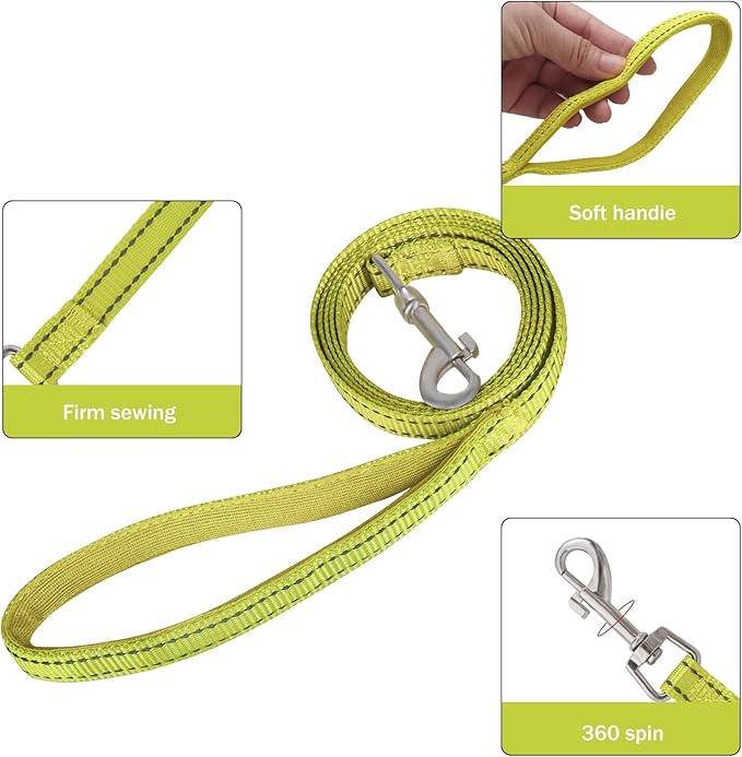 YIMEIS Dog Harness and Leash Set, No Pull Soft Mesh Pet Harness, Reflective Adjustable Puppy Vest for Small Medium Large Dogs, Cats (Fluorescent Yellow, Medium (Pack of 1)