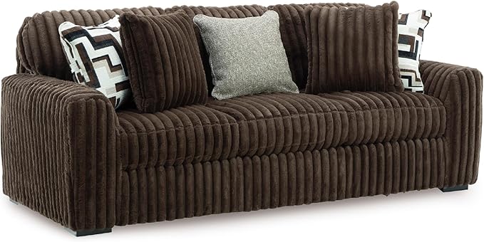 Signature Design by Ashley Midnight-Madness Modern Anti Sage Sofa with Reversible Cushions, Dark Brown