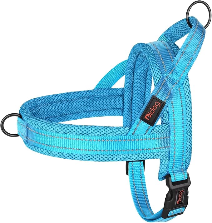 Didog No Pull Dog Harness with Soft Mesh Padded,Reflective & Quick Fit Light Weight Dog Strap Vest Harness,Easy for Walking Training (M:Chest 21-26", Mesh-Blue)