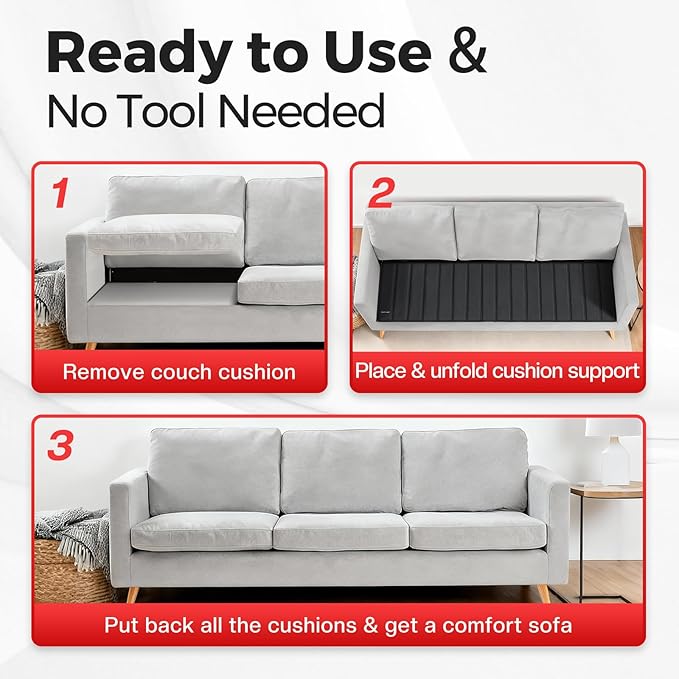 Comfyanno Couch Cushion Support Board, Repairs Sagging Loveseat Sofa, Ready to Use, 21.5" x 54", Heavy-Duty Solid Wood Board, Safe Corner, Sinking Couch & Sofa Fix Saver
