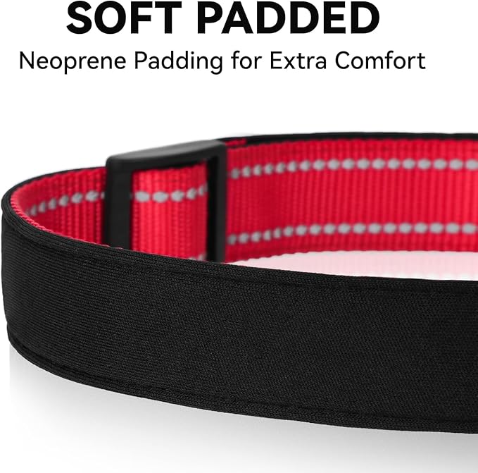 Soft Reflective Dog Collar for Extra Small Dogs, Lightweight Adjustable Puppy Collar with Neoprene Padding, Gentle Nylon for Chihuahua Yorkie,Red,XS