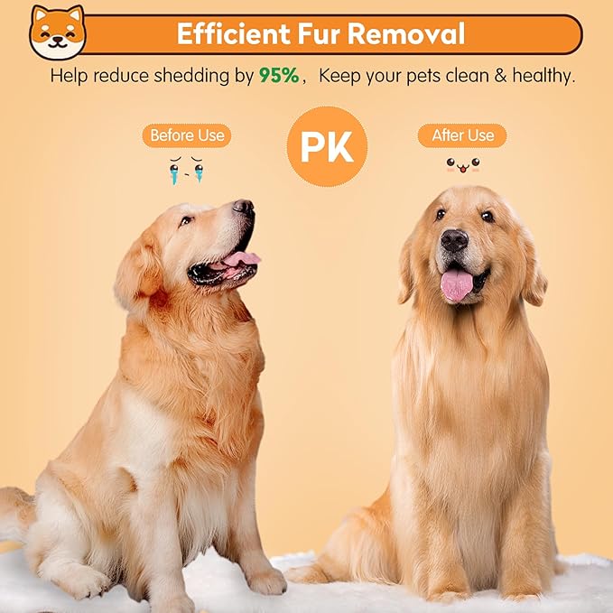 Dog & Cat Brush, Self Cleaning Slicker Brush for Pets, Upgraded Dog Brush for Shedding Massaging and Grooming, Removes Loose Undercoat & Portable Comb for Long Short Haired Dogs(Gray)