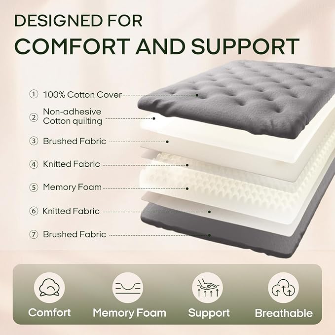 ZonLi Japanese Floor Futon Mattress Full Size 54"x 75",100% Cotton Cover 6'' Thicken Tatami Mattress,Foldable Sleeping Pad,Portable Dormitory Tatami Mat,Roll Up Floor Lounger Bed for Adult (Grey)