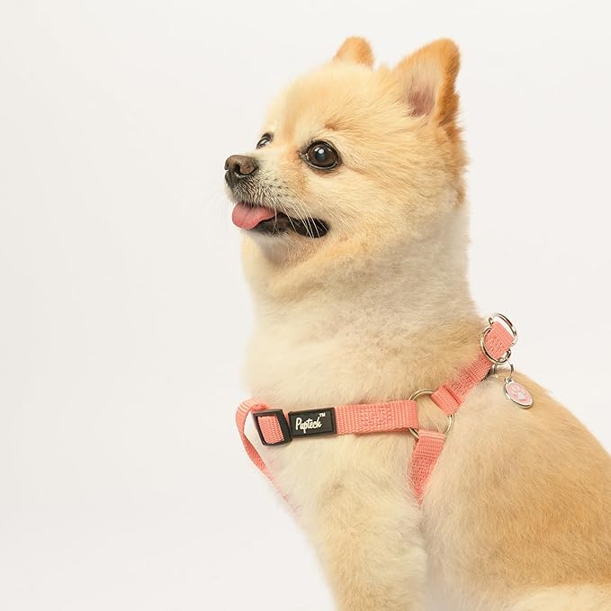 PUPTECK No Pull Dog Harness Soft Adjustable Basic Nylon Step in Puppy Vest Outdoor Walking with ID Tag LightCoral