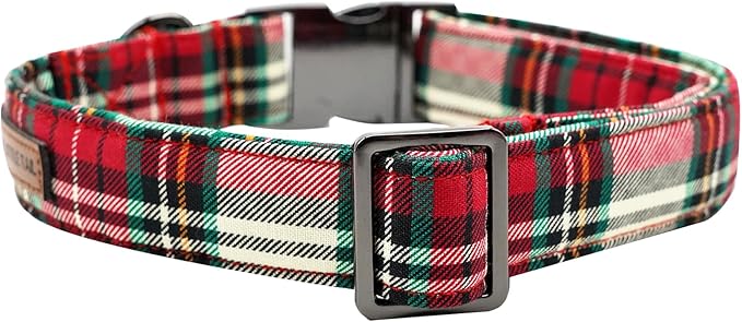 Elegant little tail Dog Collar, Christmas Red Plaid Pet Collar Cute Dog Collars Male or Female Pet Gift Adjustable Dog Collar for Medium Dogs
