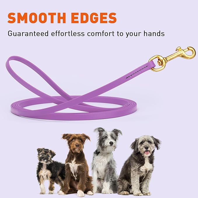 Viper Biothane K9 Working Dog Leash Waterproof Lead for Tracking Training Schutzhund Odor-Proof Long Line with Solid Brass Snap for Puppy Medium and Large Dogs, 33ft Amethyst Purple