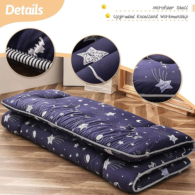MAXYOYO Navy Star Futon Mattress Japanese Tatami Mat Foldable Bed Portable Camping Mattress Kids Sleeping Pad Floor Lounger Couch Bed, Full