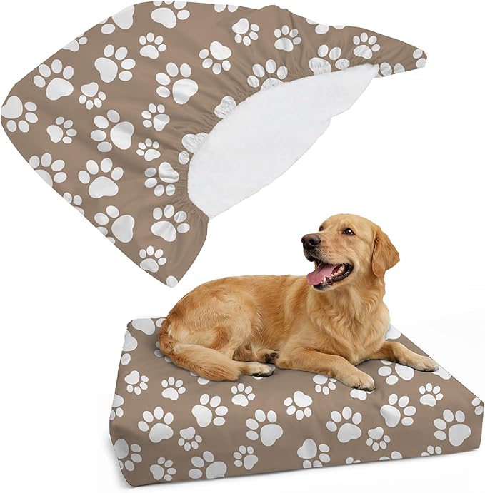DUKE&LEFTY PetBed Slipcover-Stretch Soft Petbed Cover-USA Company-Universal-Easy to Remove (Zipper Free)-Tan/Medium