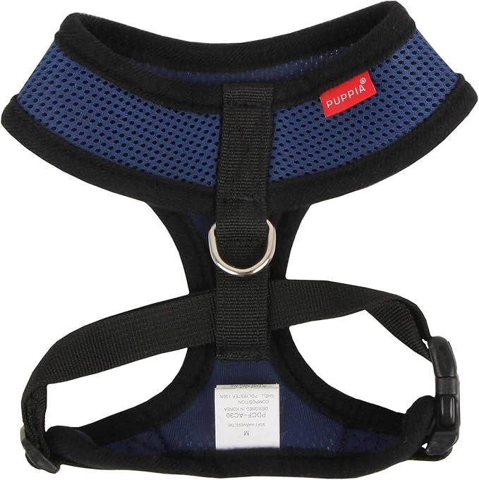 Puppia Soft Dog Harness No Choke Over-The-Head Triple Layered Breathable Mesh Adjustable Chest Belt and Quick-Release Buckle, Royal Blue, X-Large