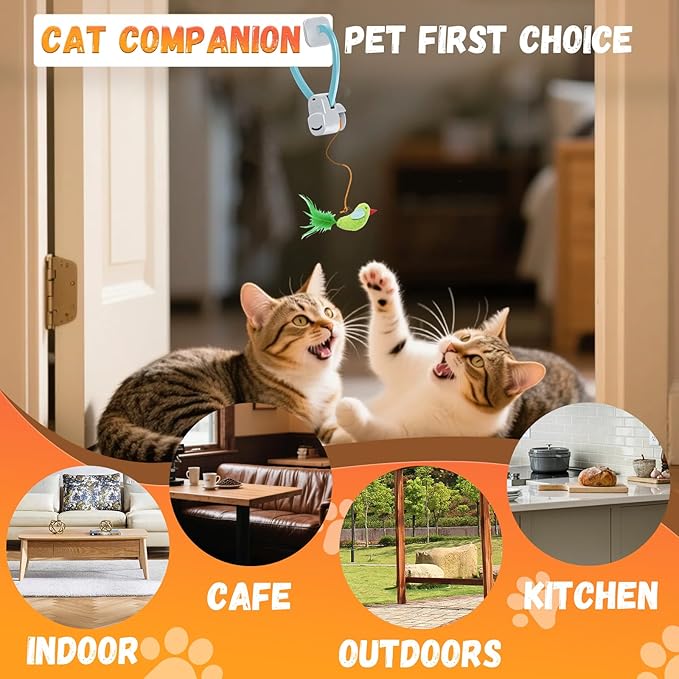 Interactive Cat Toys for Indoor Cats Automatic Electric Flying Bird Feather Mouse Toy - Best Kitten & Adult Cat Enrichment Mouse cat Toy Hanging Electric Kitty Toys for Bored Cats