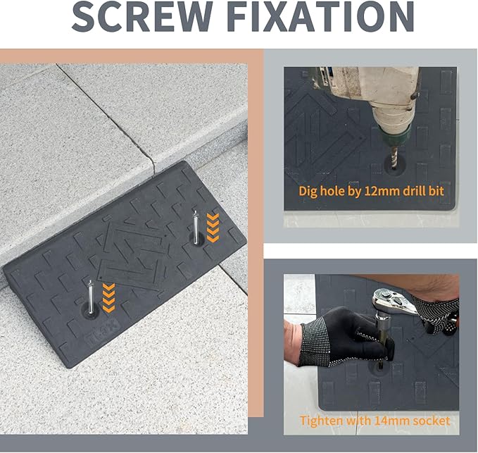 Rubber Curb Ramps for Driveway Sidewalks Shed Entry1.6 Inch Rise Height 2 Pack 19.68" L x 9.84" W Threshold Ramp for Cars Motorcycles Lawn Mowers 7000lbs Load Capacity