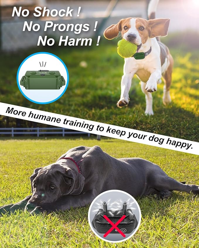 No Shock Dog Training Collar with Remote 3300FT, Dog Vibration Collar with Controller Beep and Vibrate Only, Safe Lock Waterproof Rechargeable Vibrating Collars for Dogs(10-120 lbs)-No Prongs