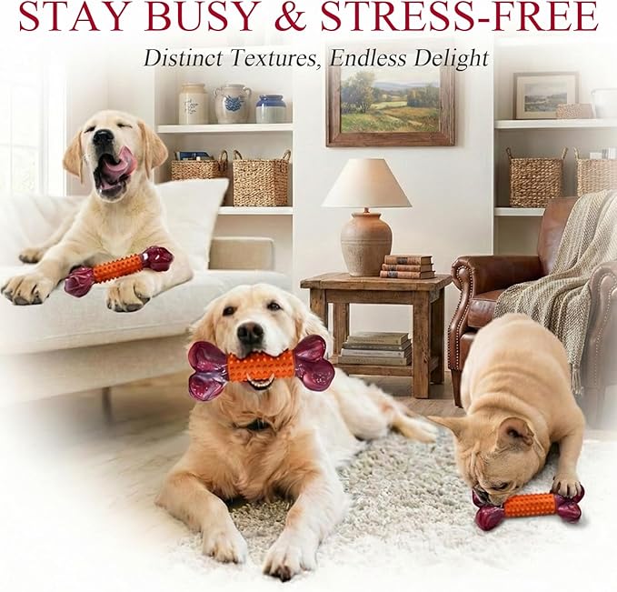 Apasiri 2-Pack Dog Toys for Aggressive Chewers Large Breed: Heavy Duty Chew Toys for Medium Dogs Indestructible Orange Dog Gift with Peanut Butter Flavor