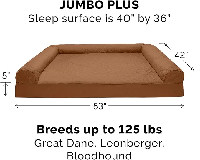 Furhaven Replacement Dog Bed Cover Quilted Sofa-Style, Machine Washable - Toasted Brown, Jumbo Plus (XX-Large)