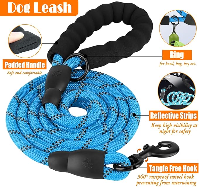 No Pull Dog Harness, Collar & Leash Set | Includes Dog Seat Belt, Collapsible Bowls & Poop Bag Dispenser. Ideal for Training, Walking, Hiking. Fits Small to Large Dogs(Blue-S)