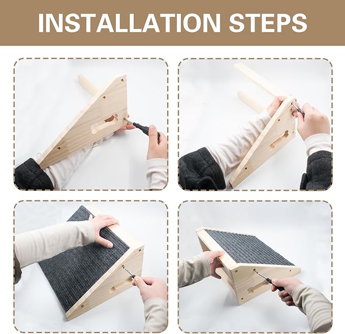 Dog Ramp for Stairs, Wooden Low-Angled Pet Ramps with Anti-Slip Carpet Surface, Step and Stair Assist for Small Medium Dog & Cats, Injured & Aged Pets (1 Pack)