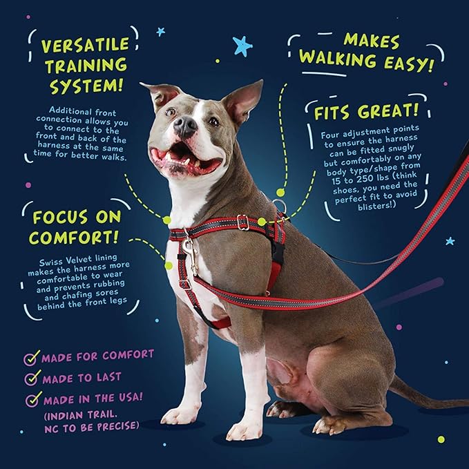 2 Hounds Design Freedom No Pull Dog Harness, Adjustable Harness and Leash Set, Easy Walking & Comfortable Control, Fits Small, Medium & Large Dogs, Solid Colors, Made in USA, 5/8" XS, Silver