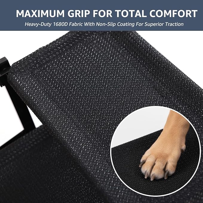 Foldable Dog Stairs for Large Dogs - Extra Wide Pet Ramp for Cars, SUV, Truck, Non-Slip Surface, Supports Up to 250 Lbs, 5 Steps