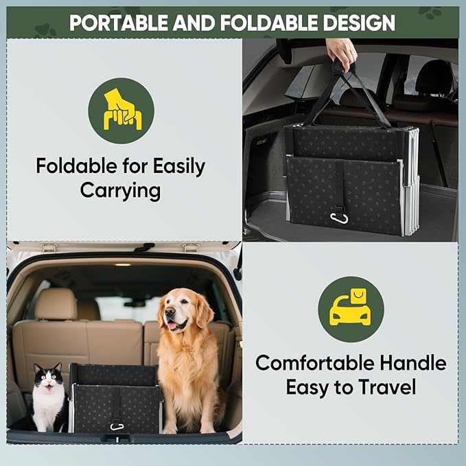 Dog Ramps for Car, 17.7inch Wide Foldable Dog Stairs with Non Slip Surface, Portable Pet Steps for SUV, High Beds, Truck, Support Up to 200lb, 5 Steps