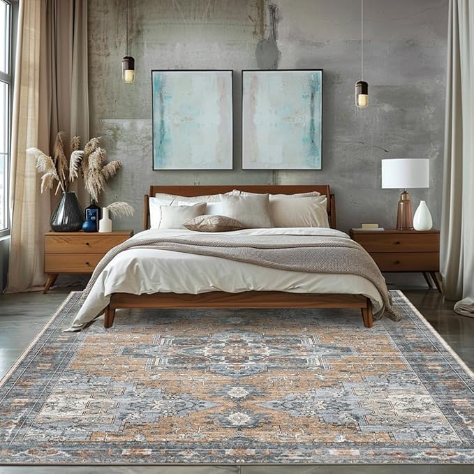 Muddy Mat짰 Coral 3x5 Washable Area Rugs for Living Room, Bedroom & Dining Room ??Modern Soft Low Pile Non Slip Carpet ??Pet Friendly Waterproof Foldable Rugs for Home