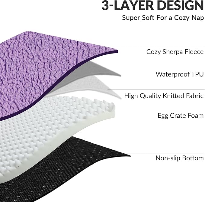 Patas Lague Orthopedic Dog Bed Medium Size Dog 30''X20'', Waterproof L Bolster Medium Pet Sofa Beds with Removable Washable Cover, Soft Comfortable Pet Couch Crate Mat with Nonskid Bottom, Purple