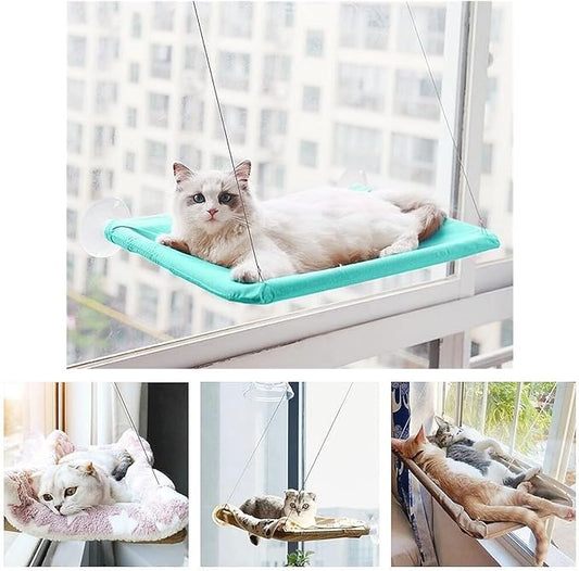 Cat Purrfect Perch, 2023 New Cat Bed Window, Cat Window Hammock Window Perch, Safety Cat Shelves Space Saving Window Mounted Cat Seat for Window Perch for Large Indoor Cats (G-Green)