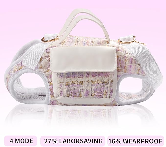 Dog Lift Harness Backpack for Small Dogs, Adjustable Straps Dog Sling Carrier for Hiking, Travel, Outdoor ??Purple Large