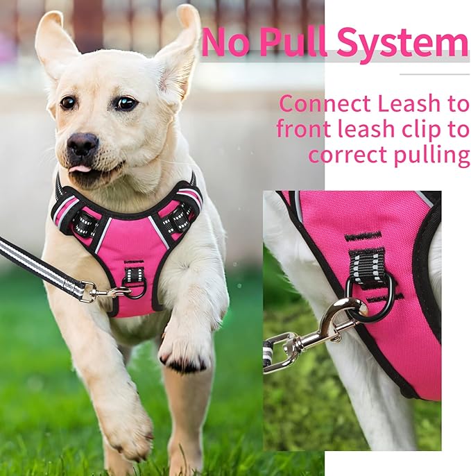 HEELE Dog Harness Dog Harness Small Dog No Pull Harness with Soft Handle Reflective Harness Adjustable, Rose, S