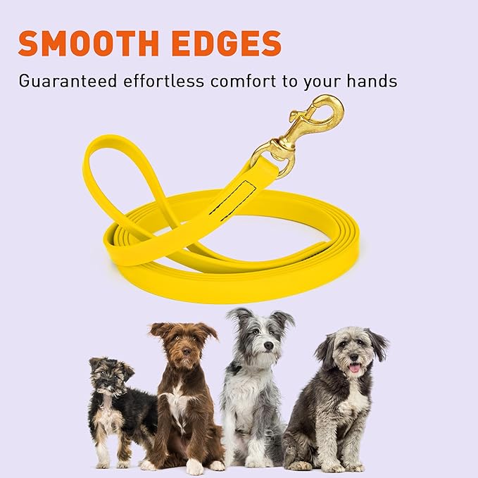 Viper Biothane K9 Working Dog Leash Waterproof Lead for Tracking Training Schutzhund Odor-Proof Long Line with Solid Brass Snap for Puppy Medium and Large Dogs, 33ft Lemon Yellow